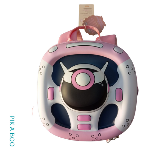 Pink Steering Wheel Mini Backpack | Fun Kids School Bag for Boys & Girls