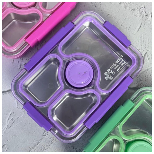 Golden Gate Stainless Steel Lunch Box – 3 Compartment Leakproof Tiffin Lb-8977 (Purple)