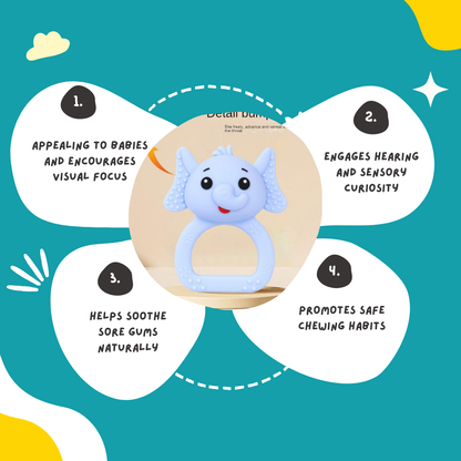 Elephant Silicon Teether Rattle – Soft & Safe for 3M+