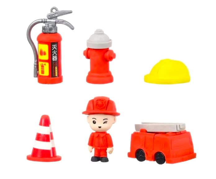 6 pieces, Fire Hero Eraser Set