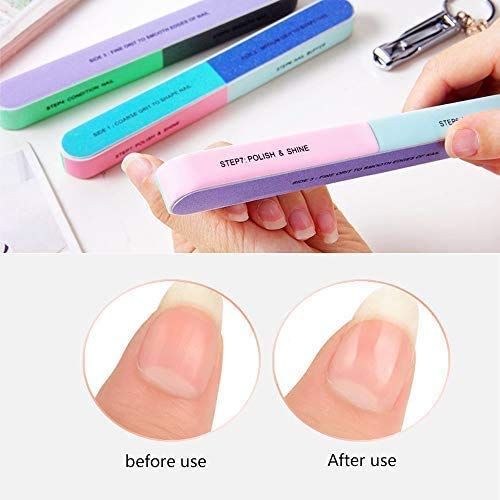 Nail File and Buffer Block Nail Buffering Files 7 Steps Washable Emery Boards Professional Manicure Tools (1 Pcs)