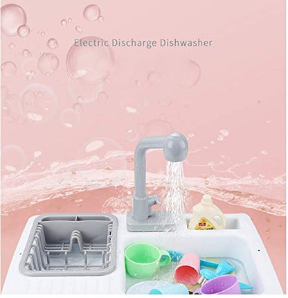 Kitchen Sink Pretend Play Dishwasher with Running Water for Kids