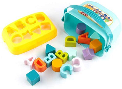 Baby First Block Shapes and Sorter, 16 Blocks, ABCD & Other Shapes Toys for 6 Months to 2 Years Old Kids for Boys and Girls