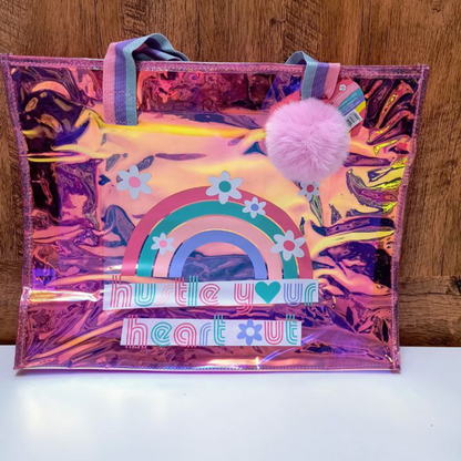 Stylist Tote Holographic  Bag for Picnic Handle Bags