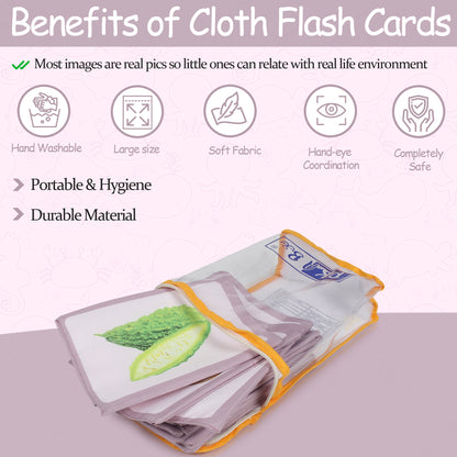 PiK A BOO Cloth Vegetable Flash Cards | Early Learning & Fun (Set of 18)