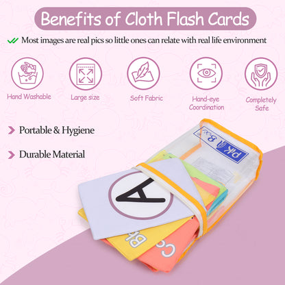 PiK A BOO Cloth Alphabets Flash Cards | Early Learning & Brain Play (Set of 26)