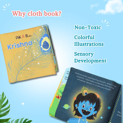 Krishna Cloth Mythology Story Book | Crinkle Cover, Sensory, Early Learning & Spiritual Fun