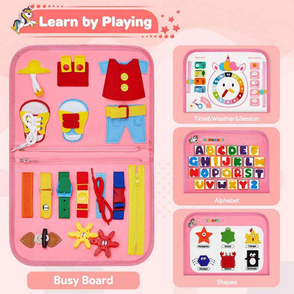 Unicorn Busy Quiet Book Bag - Montessori Activity Kit Early Education