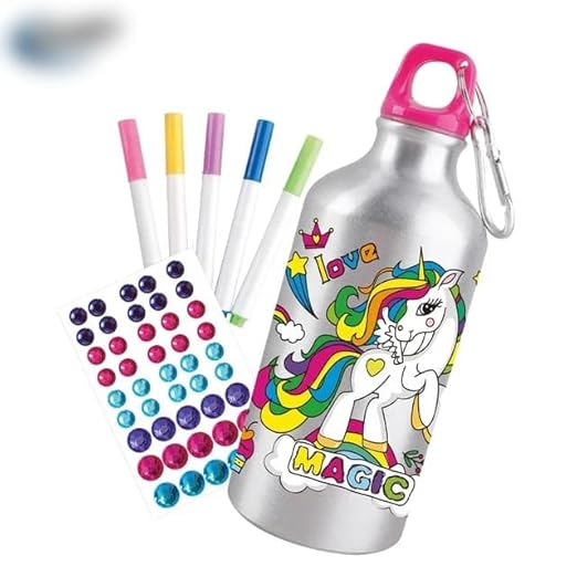 Coloring DIY 500 ML Water Bottle Art and Craft Kit - Dinosaur | Unicorn | Mermaid