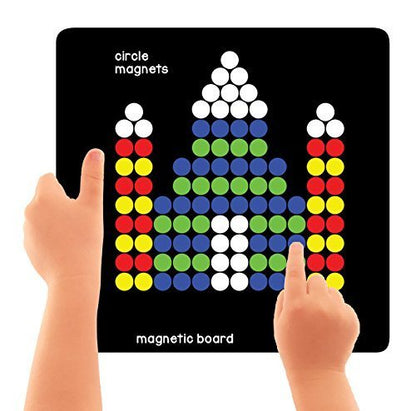 Magnetic Puzzle Circles – 250 Colorful Magnets with Board, Display Stand & 100 Fun Challenges for Kids