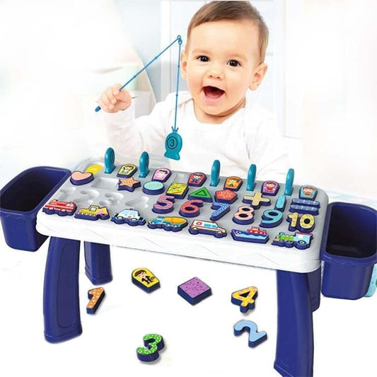 Toddlers 5 in 1 Early Education Table Learning Shape Matching Mathematical Counting Magnetic Fishing Table Toy