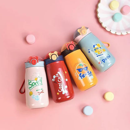 Soft Drink Design Steel Sipper Water Bottle For Kids (500ml)