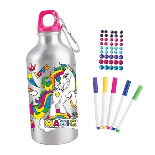 Coloring DIY 500 ML Water Bottle Art and Craft Kit - Dinosaur | Unicorn | Mermaid