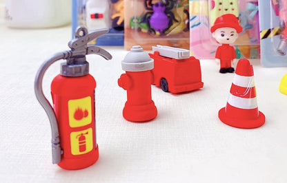 6 pieces, Fire Hero Eraser Set