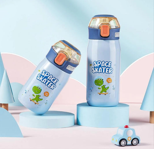 Kids Thermos Bottle – 500ml Space Dino Flask with Straw Lid | Leakproof & Insulated
