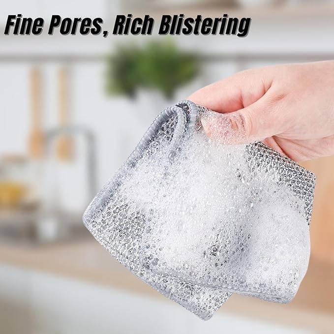 Wire Dishwashing Rags for Wet and Dry Stainless Steel Scrubber (Set of 2)