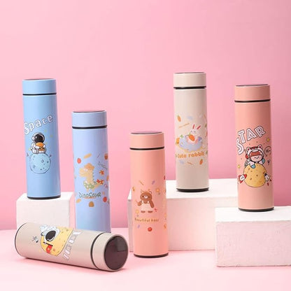 Cartoon Stainless Steel Insulated Water Bottle with Smart LED Temperature Display | 420 ML (3428)