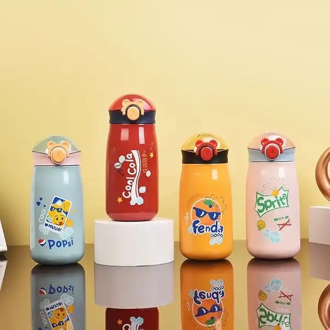 Soft Drink Design Steel Sipper Water Bottle For Kids (500ml)