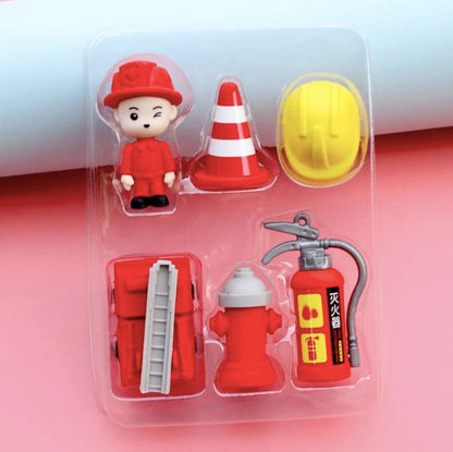 6 pieces, Fire Hero Eraser Set