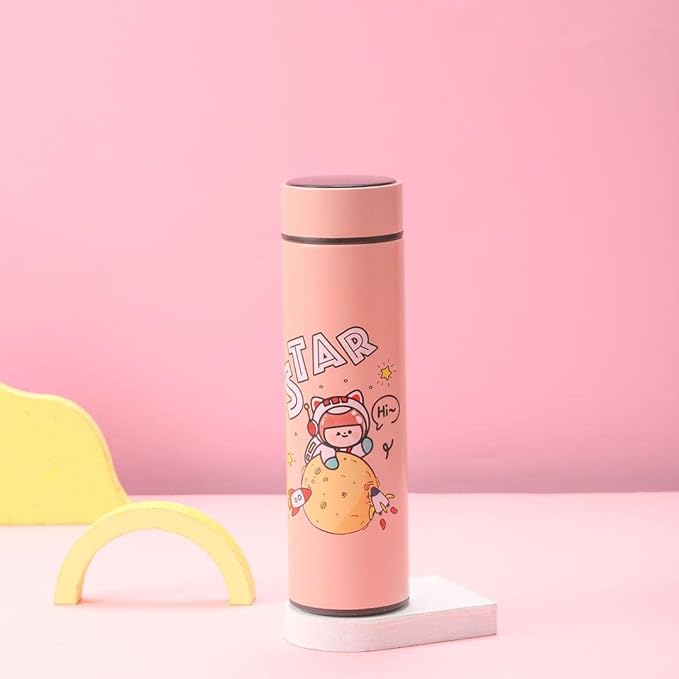 Cartoon Stainless Steel Insulated Water Bottle with Smart LED Temperature Display | 420 ML (3428)