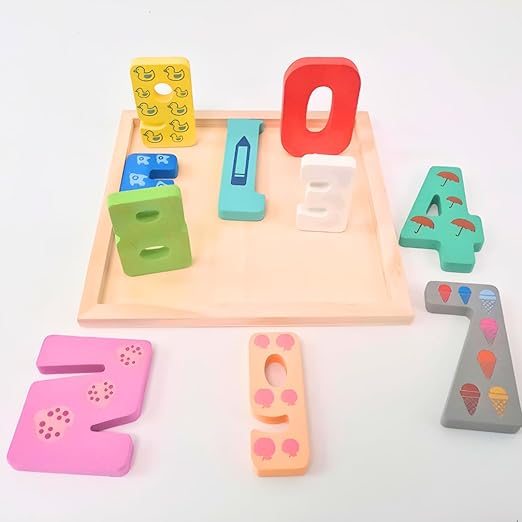 Wooden Number Matching Puzzle – Montessori Counting & Math Activity | 3+ Years Educational