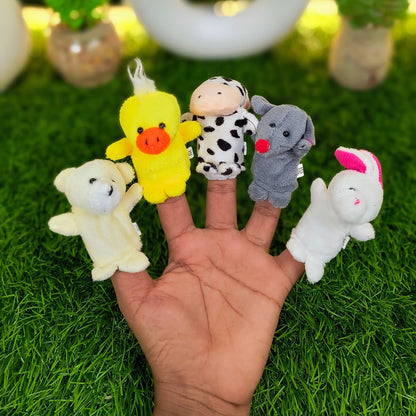 Animal Finger Puppets Set: Soft Plush Velvet Finger Puppet Toys for Kids - 5 Mini Plush Figures for Playtime, Shows & Party Favors