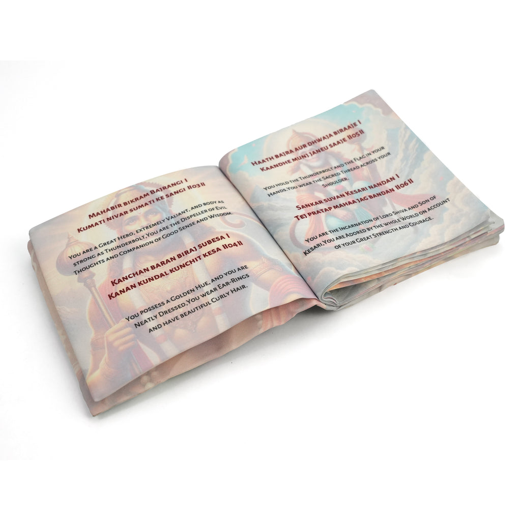 🕉️English Hanuman Chalisa Cloth Book for Kids & Adults | With Meaning | Tear-Free & Hand Washable | Gift of Devotion 🎁