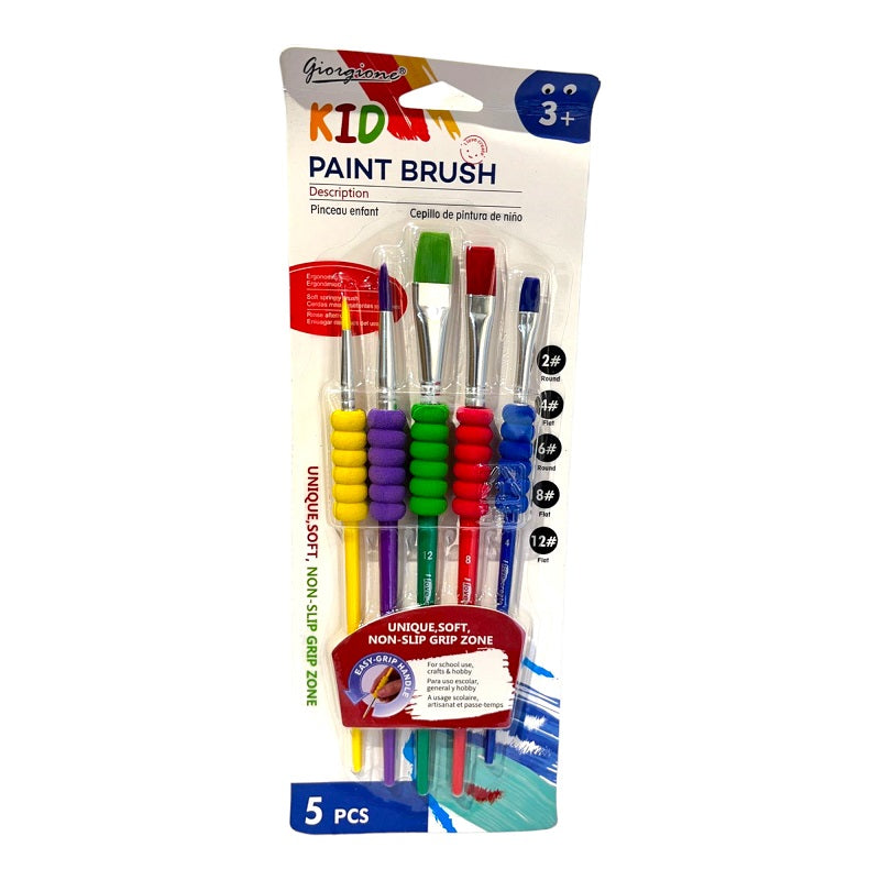 5 in 1 Kids Paint Brush with Unique Soft Non Slip Grip