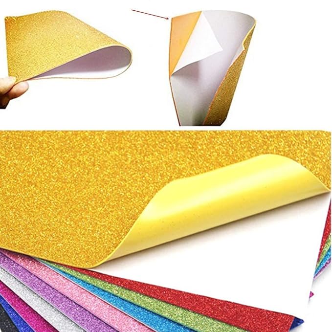 Glitter Foam Sheet with Sticky Back Pack of 10