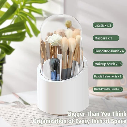 Rotating Makeup Brush Holders Organizer Transparent Makeup Brush Box With Lid