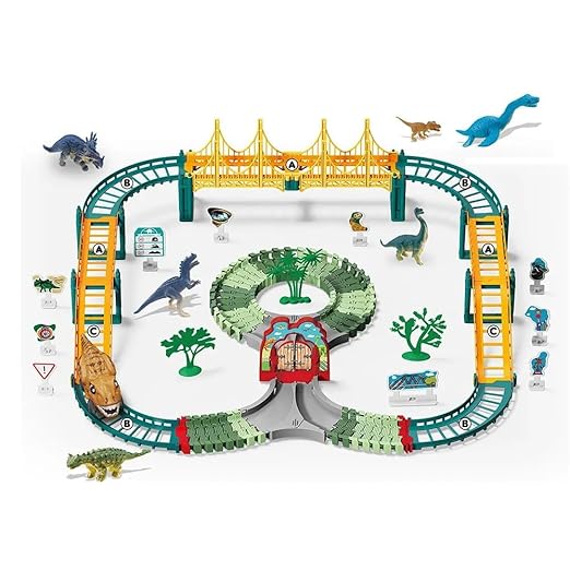 Dinosaur Adventure World Flexible Electric Creative DIY Rail Track Play Set Toy for Kids