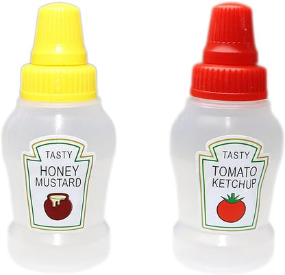 Refillable Ketchup Squirt Bottles Plastic Clear Body Durable Jars (Set of 2)