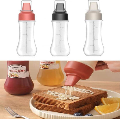 Sauce Dispenser Refillable Five Hole Container with Lid Squirt Bottle Sauce Dispenser Ketchup Bottle, Multipurpose Kitchen Tools SET OF (1)