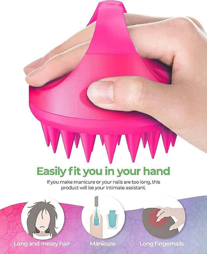 Stylish Finger Handle Round Wash Silicone Scalp Massager Shampoo Hair Brush