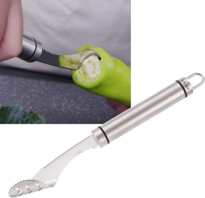Stainless Steel Chili Corer Remover,Jalapeno Pepper Corer Cave Tools Fruit Vegetable Core Remover Tools to Peel or Slice Chili Pepper Tops Household Kitchen Gadgets
