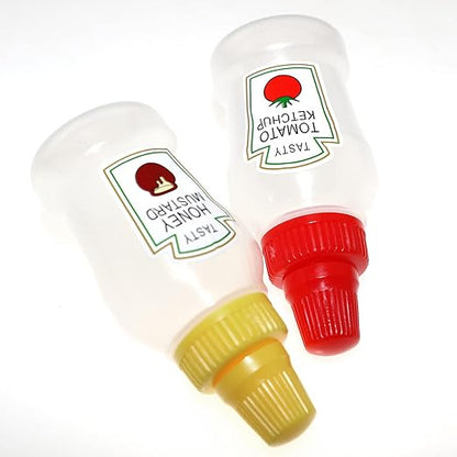 Refillable Ketchup Squirt Bottles Plastic Clear Body Durable Jars (Set of 2)
