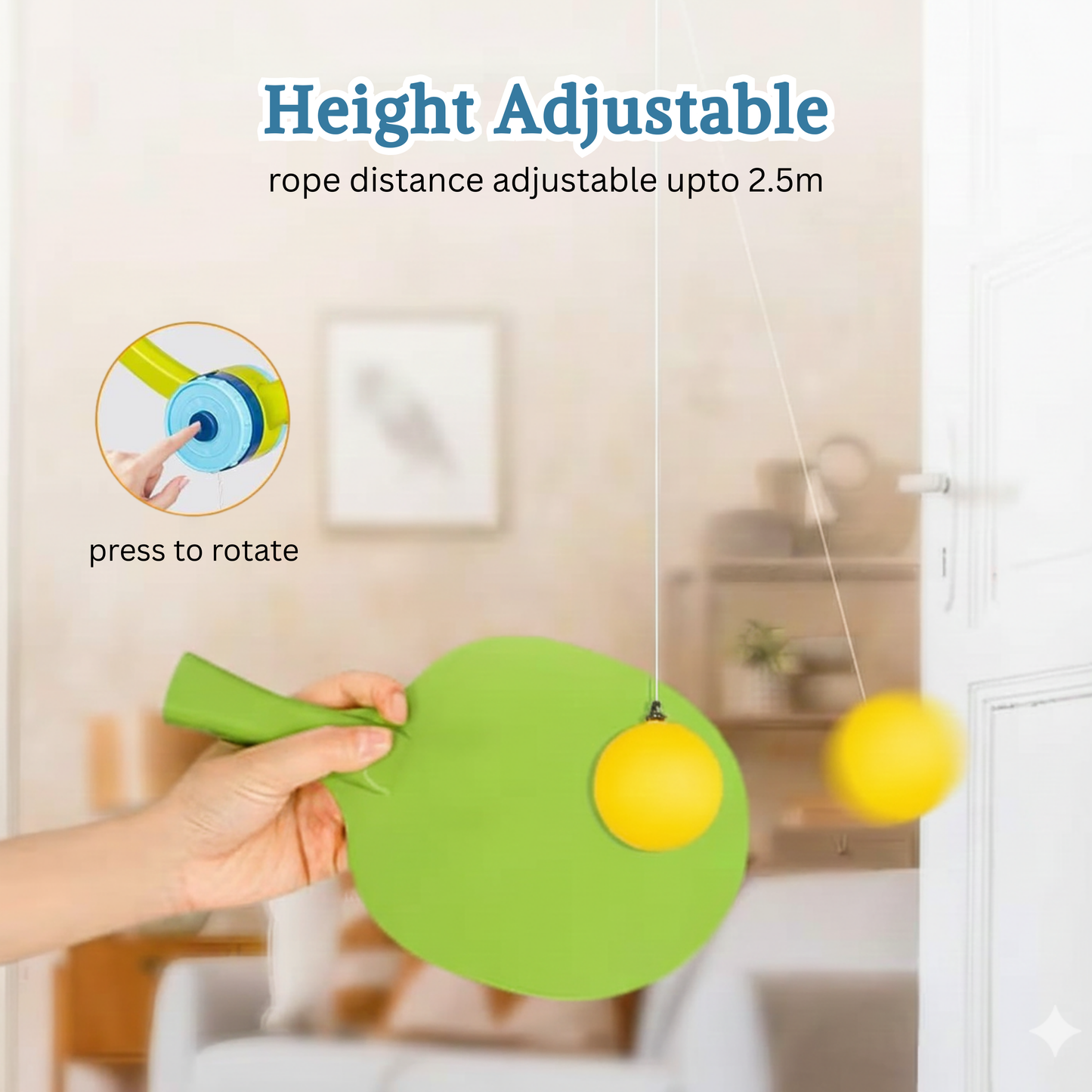 PiK A BOO Smash Buddy Hanging Table Tennis Set - Doorway Ping Pong Game for Kids & Family Fun