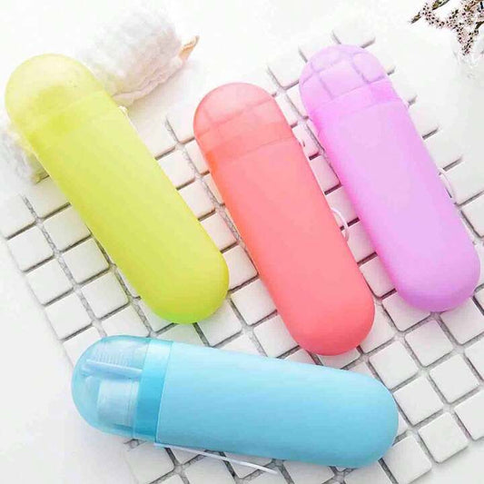 Compact Plastic Travel Toothbrush & Toothpaste Holder – Portable Storage Case for Hygienic On-the-Go Dental Care