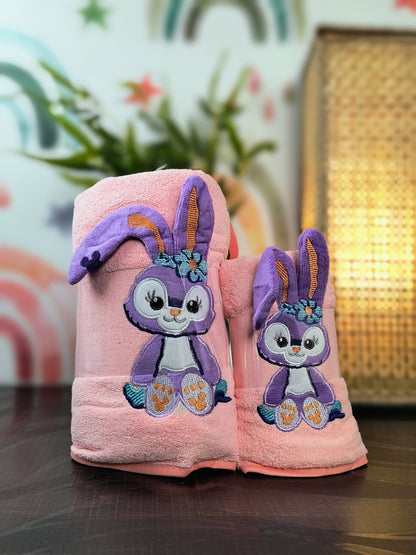 Cute Bunny Quick-Dry Bath Towel With  Matching Napkin – Super Soft & Absorbent for Babies & Toddlers, Boys and Girls