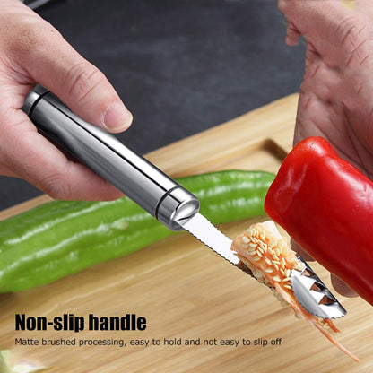 Stainless Steel Chili Corer Remover,Jalapeno Pepper Corer Cave Tools Fruit Vegetable Core Remover Tools to Peel or Slice Chili Pepper Tops Household Kitchen Gadgets
