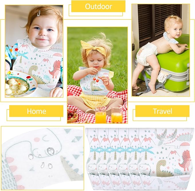 Disposable Baby Bibs (Set of 5) – Leakproof Travel Bibs | Pack of 5 for 6–24 Months(Assorted designs)