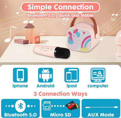 Children's Portable Bluetooth Mic Speaker with Wireless Microphone