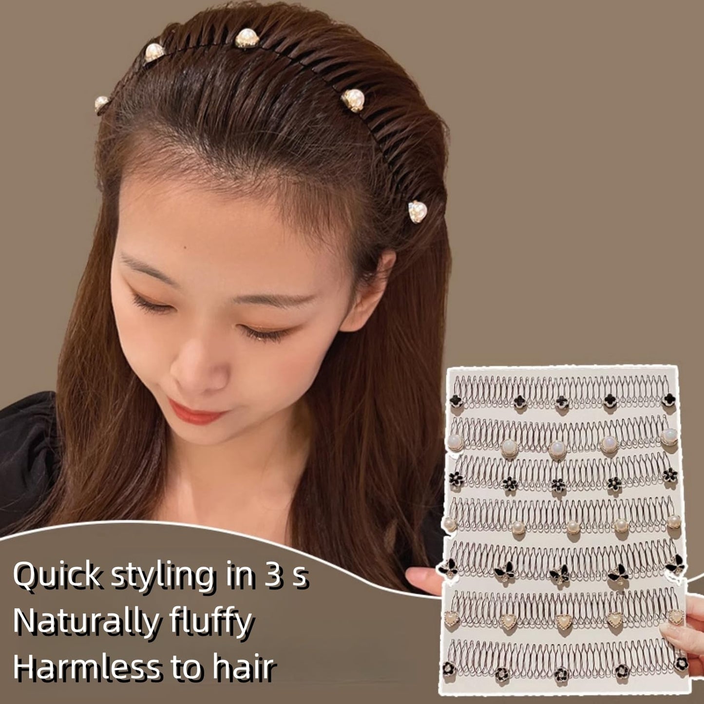 Elastic invisible hair clips, U-shaped hair finishing fixer comb 1 pcs