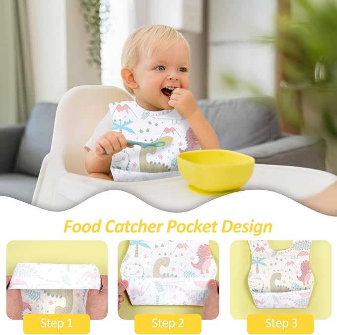 Disposable Baby Bibs (Set of 5) – Leakproof Travel Bibs | Pack of 5 for 6–24 Months(Assorted designs)