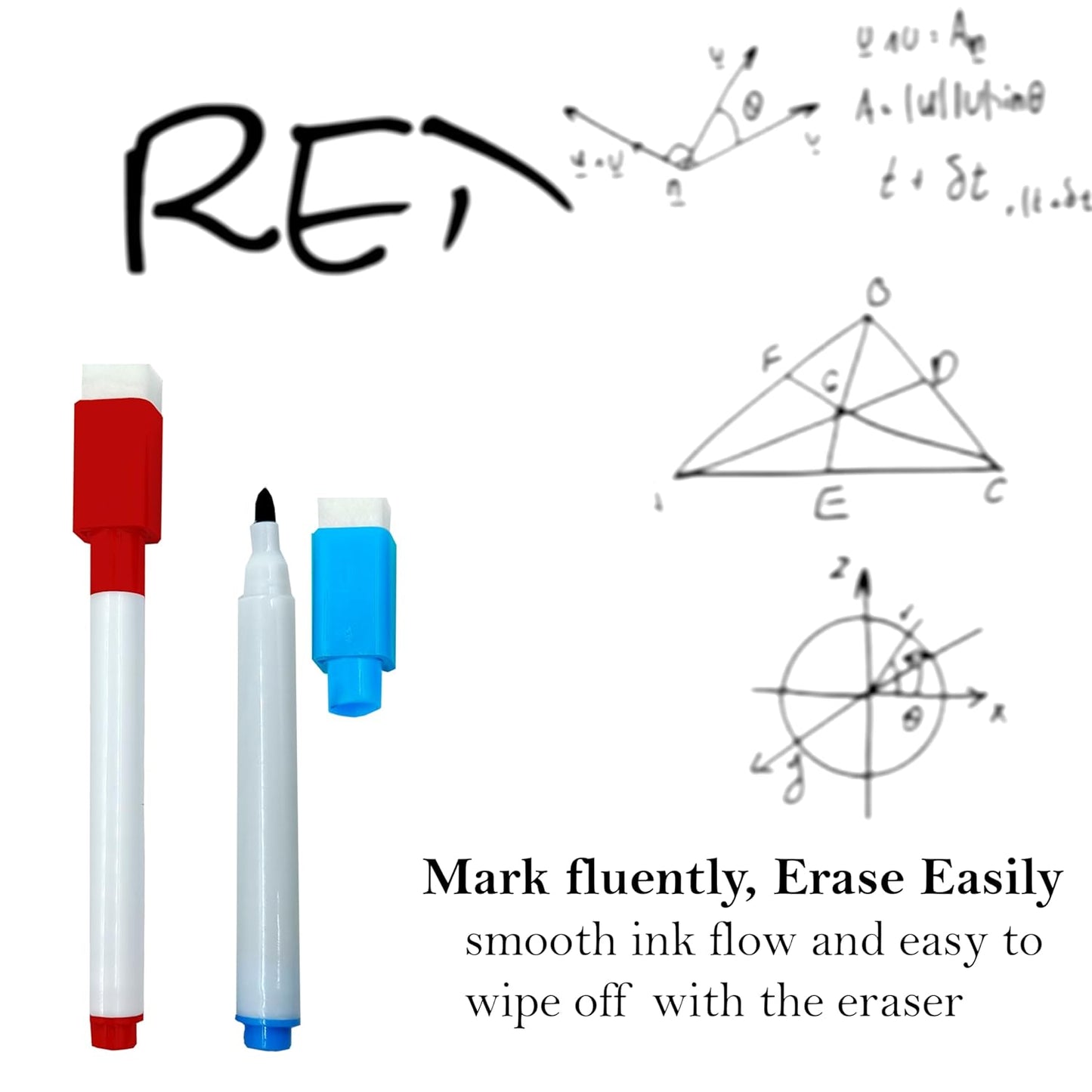 Magnetic Whiteboard Marker – Wet Erase Marker with Built-in Eraser (Set of 6)