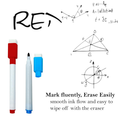 Magnetic Whiteboard Marker – Wet Erase Marker with Built-in Eraser (Set of 6)