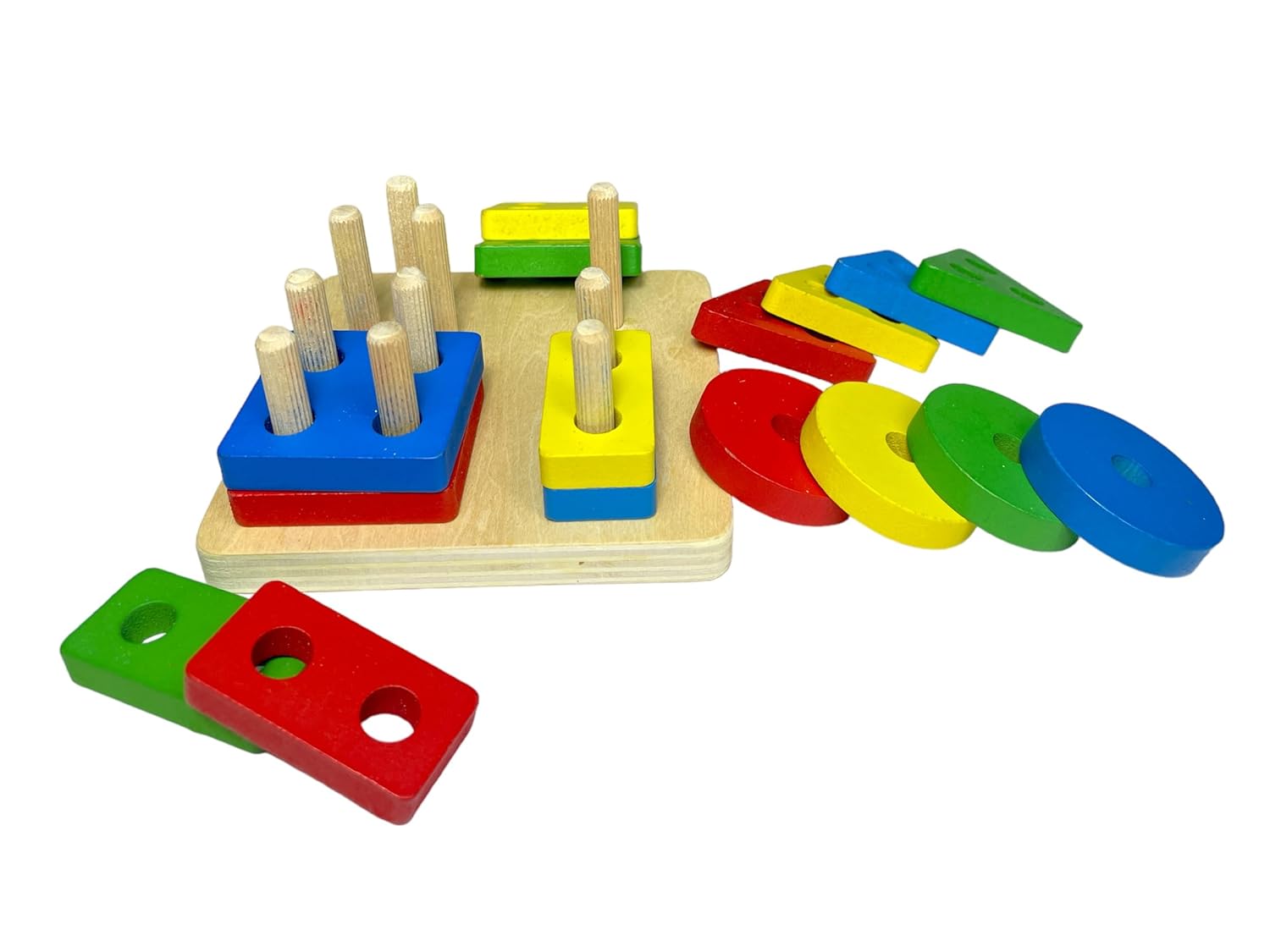Wooden Shape Sorter Stacking Toy – Geometric Shape Puzzle for Toddlers | Ages 1+