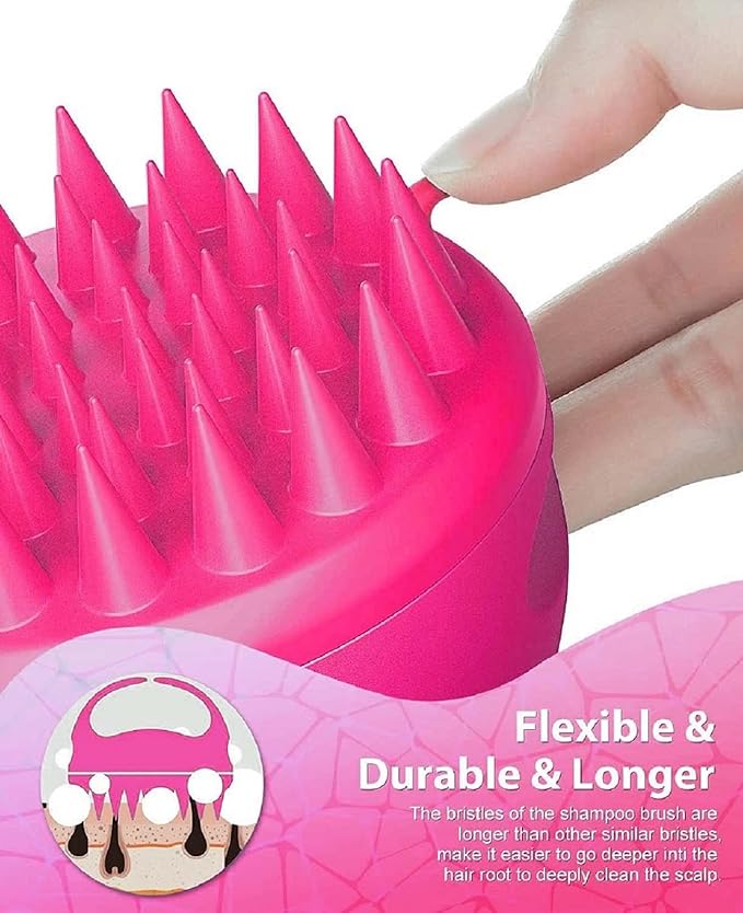Stylish Finger Handle Round Wash Silicone Scalp Massager Shampoo Hair Brush