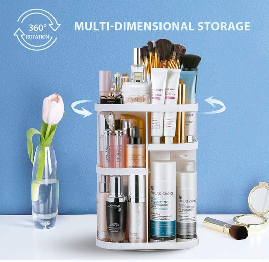 Multidimensional Rotating Makeup Organizer
