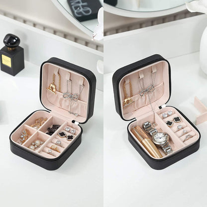 Mini PU Leather Small Jewelry Box, Travel Portable Jewelry Case for Ring, Pendant, Earring, Necklace, Bracelet Organizer Storage Holder Boxes
